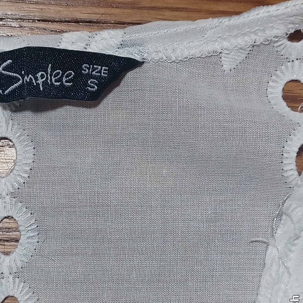 SIMPLEE Puff Sleeve Split Hem Gorgeous White Schiffy Dress - Picture 10 of 14